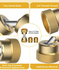 Swivel All Metal Garden Hose Adapter With Two Brass Adapters Three Quarter Inch Protector Heavy Duty Faucet Connector 360 Degree Swivel No Slip Diamond Embossed Brass Corrosion Resistant Built To Last, solid brass 3/4" male adapter