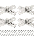 4 Pack 360 Degree Hidden Door Pivot Hinges Set For Secret Doors And Bookcases Central Axis Up Down Shaft Hardware In Silver Tone Includes 30mm Mounting Plate And Fasteners Pro Grade Quality.
