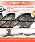 Industrial-Grade Self Regulating Heating Cable, 100 Feet, 120V, Wet Or Dry Use, Heavy-Duty Workhorse Build, shown on roof and pipe.