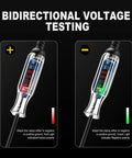 Upgraded 3 To 72 Volt LED Digital Automotive Circuit Tester showing red and green polarity lights