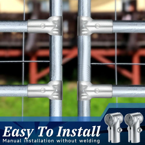 12 Pack End Rail T Clamp For One And Three Eighths Inch Chain Link Fence OD Pipe Galvanized T Connectors installed