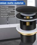 Heavy Duty Copper Pop Up Drain Stopper For Freestanding Bathtub Universal Fit Leak Proof Bathroom Fixture with matte finish and anti-corrosion features.