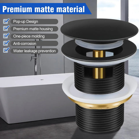 Heavy Duty Copper Pop Up Drain Stopper For Freestanding Bathtub Universal Fit Leak Proof Bathroom Fixture with matte finish and anti-corrosion features.