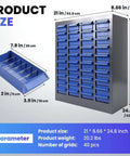 Beefy Heavy Duty Bolt Bin Organizer With 40 Drawers, ABS Plastic Parts Cabinet For Nuts, Bolts, Screws And Small Parts, Garage Workshop Storage Shelf, Durable Tool Organizer For Home Shop, Compact Yet Spacious