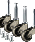 Swivel Stem Caster One Inch Wheel Zinc Alloy With Socket Replacement For Coffee Tables Chests Of Drawers Nightstands And Ottomans 360 Lb Load Capacity Elevates By About One Point Three Inches Wheel Diameter One Inch Stem Diameter Three Eighths Inch shown as a 4-pack with sockets