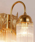 Luxe Copper Crystal Wall Sconce With Vintage Glass Rod Accent For Bedroom Entryway And Living Room Featuring Quick Install Kit, detailed view.