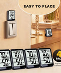 4 Pack Room Thermometer Indoor Hygrometer Humidity Gauge Meter With High Accuracy Temperature And Humidity Monitor Wet Ok Dry Icons For Easy Read Humidity Levels Perfect For Home Office Kitchen Nursery And Garage on wall and table