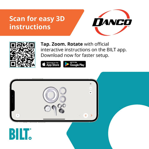 Interface showing 3D instructions for Single Function Tub Trim Kit For Delta Monitor 1300 1400 MultiChoice 13 14 And 600 Series on smartphone