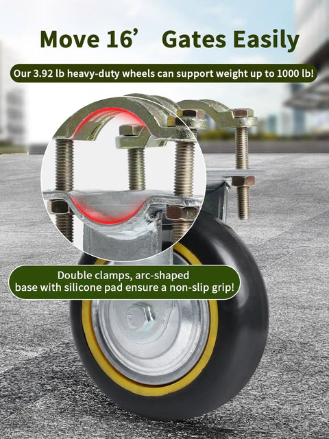 Six Inch Gate Wheel For Metal Tube Gates One Pack Anti Slip Adjustable Farm Gate Wheel Fits One Quarter To Two