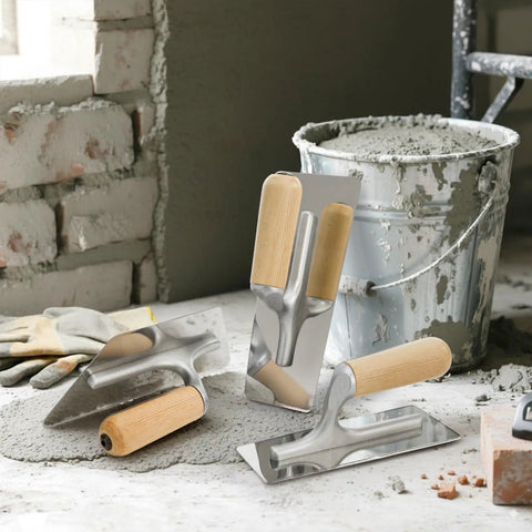 Three Piece Venetian Plaster Trowel Set With Stainless Steel Finishing Trowels And Wooden Handles, 1 mm Thick Construction Tools