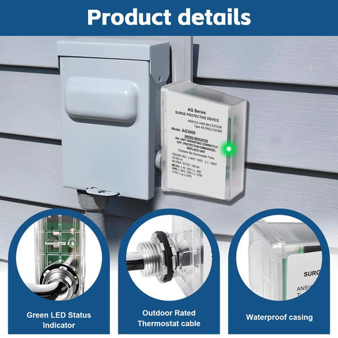 Installed 3-Mode HVAC Surge Protector For 120/240V Mini Split Systems With TPMOV Technology and Type 4X Watertight Enclosure