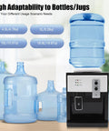 Triple Temperature Tabletop Water Dispenser With 194F Hot, 59F Cold And Ambient Water with various water jug sizes.