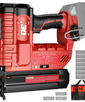 Built Tough 18 Gauge Cordless Brad Nailer And 2 In 1 Electric Stapler For Milwaukee 18V Batteries showing red design and fasteners.