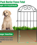 10 Panel Collapsible Garden Fence For Dogs And Rabbits Black Rustproof Metal Wire Arched Border 10 Ft Long 24 In High