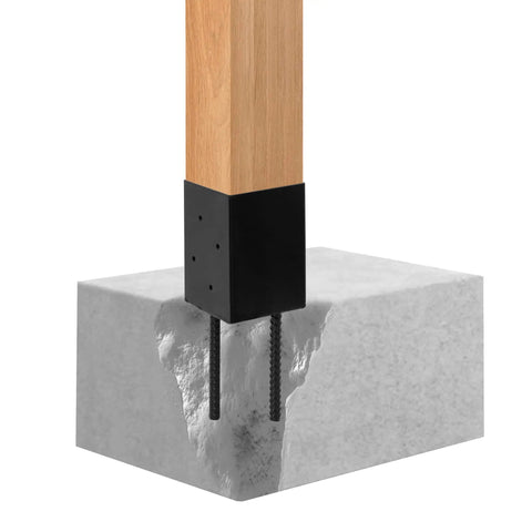 Sturdy 4x4 Post Base Anchor Ground Spike for Concrete Decks and Fence Posts, Black Powder Coated Steel, Fits 3.5x3.5 Wood Posts
