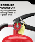 Pressure indicator on Pro Grade Fire Extinguisher For Office And School Use Rechargeable 4A60BC showing green for charged