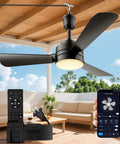28 Inch Gazebo Ceiling Fan With Light For Outdoor Patio, plug in hanging fan with hook, remote and app control, 35W LED