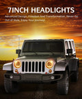 Jeep Wrangler with Rugged 7 Inch Round LED Headlights With DRL And Turn Signal DOT Approved