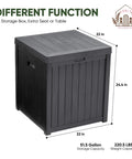 Rugged Outdoor Deck Box 51 Gallon Storage Chest For Patio And Porch, Weatherproof Grey Plastic Resin Bin With Lid, UV Resistant