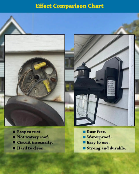 Durable Outdoor Siding Light Mounting Block Kit With Built In Electrical Box Black Vinyl Siding Block For Half Inch Double Weatherproof Mounting Plate Easy Install 1 Pack mounted on white siding