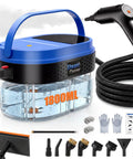 1800ML Portable Handheld Steam Cleaner With 2500W Fast Heating Power, includes various attachments for cleaning.