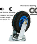 Heavy Duty Rubber Swivel Caster Wheels 6 8 10 Inch Pneumatic Quiet Rolling Utility Cart Casters With Reinforced Steel Hub close-up view showing natural rubber tire and dual ball bearings.