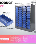 40 Drawer Metal Parts Storage Cabinet With Alloy Steel Frame And Removable ABS Bins For Garage, Workshop Or Office Supplies