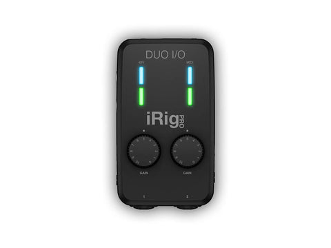 iRig Pro Duo IO USB Audio Interface Dual Channel 24 Bit With TRS Balanced Outputs and Headphone Jack MIDI I/O top view