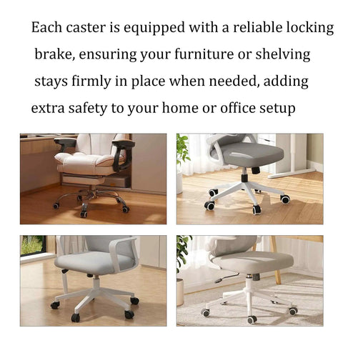 Four Pack One Inch Swivel Caster Wheels With M8 Threaded Stem Brakes Smooth As Butter Glide For Tables Cabinets Shelves No Sweat Setup And Slick Heavy Duty Roll on office chairs with locking brakes.