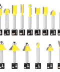 Router Bits Set With Fifteen Pieces One Quarter Inch Shank For DIYers Durable Steel Body Alloy Blades Anti Kickback Design