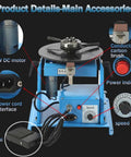 Compact Rotary Welding Positioner Table Boasts Stepless Speed Control and a Snappy 90 Degree Flip Lock Making Your Metalwork Sweet With Smooth DC Motor Spin and Rock Solid Stability at Just 180mm Wide showing 20W DC motor and controls.