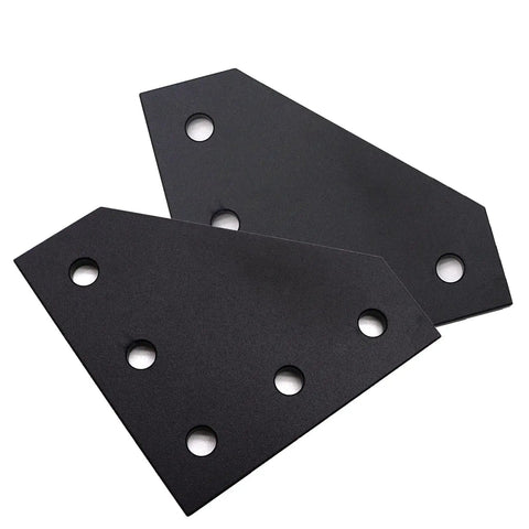 10 Piece L Shaped Corner Brackets For 20x20 Aluminum Extrusion 2020 Series DIY Friendly With 5 Hole Joints Includes 50 M5 T Nuts 50 M5x8mm Screws And 1 Wrench For 6mm Slot Rails Heavy Duty 6063 Aluminum And Galvanized Hardware, black 5-hole bracket plates