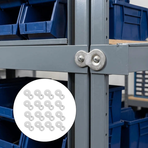 Double Hole Tabletop Metal Connectors With Screws Prepunched Silver Fastener Plates for shelving unit frame