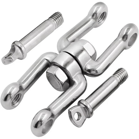 Double Shackle Swivel For Boat Set In Four Sizes Marine Grade 316 Stainless Steel Jaw To Jaw Anchor Chain Connector 2 Pack