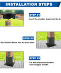 Installation steps for 3 Way Pergola Bracket Kit For 4x4 Wood Beams Right Angle Corner Brackets Outdoor Gazebo Support