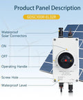32A DC 1200V Solar Disconnect Isolator Switch With IP66 Waterproof Enclosure And PV Connector shown with solar panel background