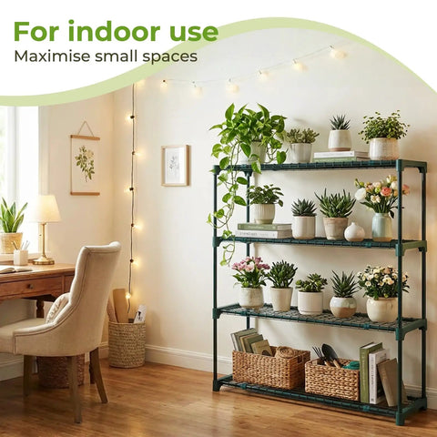 Four Tier Extra Wide Plant Greenhouse Shelves Set For Outdoor Gardens Portable Rustproof Metal Plant Stand Rack 35 By 12 By 42 Inch Space Saving Garden Shelving For Plants Seed Trays And Tools Heavy Duty