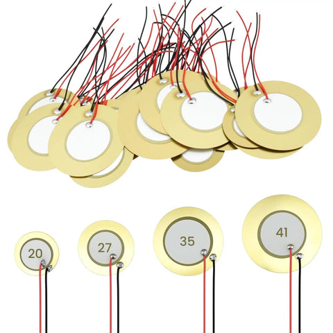 Piezo Disc Transducer Set With Wires 32Pcs 4 Sizes 20Mm 27Mm 35Mm 41Mm For Acoustic Guitar Drum Triggers And Other Acoustic Instruments