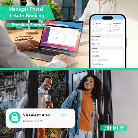 Manager using Built In WiFi Fingerprint Smart Deadbolt With Keypad Keyless Entry Lock For Home And Airbnb No Hub Or Gateway Needed Remote App Access Auto Lock DIY Setup Alexa And Google Compatible for access control on laptop and smartphone