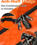 Close-up of combination lock on Rooftop Cargo Carrier Bag 30 Cubic Waterproof For All Vehicle Roofs With Or Without Rack.