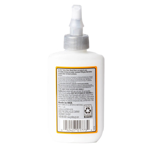 Clear Wood Glue For Fast Strong Bonds Pack Of Two 4 Ounce Bottles Water Resistant For Indoor Or Outdoor Projects With Quick 20 To 30 Minute Clamp Time And Full Cure In 24 Hours, back label