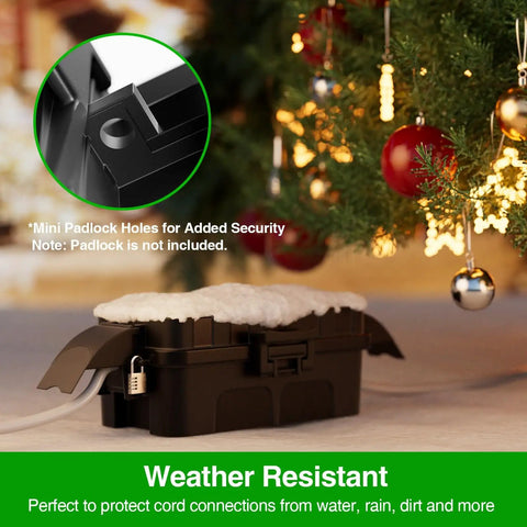 IP55 Weatherproof Outdoor Electrical Box With Detachable Awning UL Listed Compact 5.9 By 3.2 By 1.8 Inch protecting lights