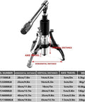 Heavy Duty Hydraulic Gear Puller With 2 Jaw Or 3 Jaw Bearing Hub Separator 50 Ton Capacity For Auto Shop And Machinery Repairs, Versatile Horizontal Or Vertical Use, Leak Free Durable Forged Steel Build, showing dimensions and specifications chart
