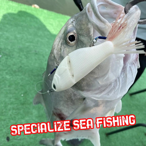 Slow Sinking Glide Bait With Fur Tail Lifelike Fishing Tackle for Trout Shad Bass Musky 6.7 Inch hooked in fish mouth