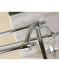 Close-up of Freestanding Pedestal Towel Rack In Polished Chrome Triple Towel Design Built To Last Durable Brass Construction