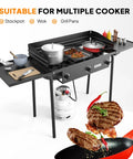 Three Burner Outdoor Propane Stove With Side Shelf And Carrying Bag 225000 BTU Gas Cooker with cookware and propane tank