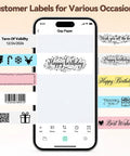 Gotta Love This Straight Up Compact Bluetooth Label Printer With Self Adhesive Tape Wireless Thermal Mini Label Maker showing various custom labels.