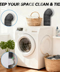 8 Ft Dryer Vent Hose Kit For Tight Spaces With 6 Layer Duct And 90 Degree Elbow Rubber Seal Connectors in laundry room
