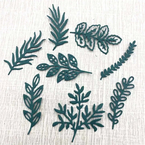 Eight Piece Leaf Metal Die Cuts Set For Scrapbooking And Card Making, Floral Leaf Cutting Dies Stencils, Carbon Steel, 9.7 By 10.9 Cm