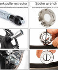 All In One Bike Repair Tool Kit With Zipper Pouch 7 Piece Set including crank puller extractor and spoke wrench